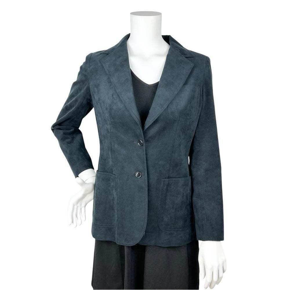 Vtg 70s-80s Suede Leather Blazer Jacket Small Usa Tailored Sartorial Office